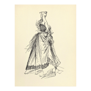 1946 Balmain Fashion "Dinner a L'Ambassade" by Gruau, Matted