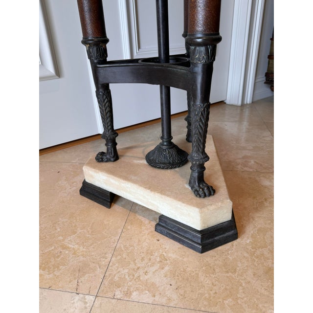 Vintage Neoclassical Bronze & Alabaster Torchiere Floor Lamps - Pair For Sale In Miami - Image 6 of 12
