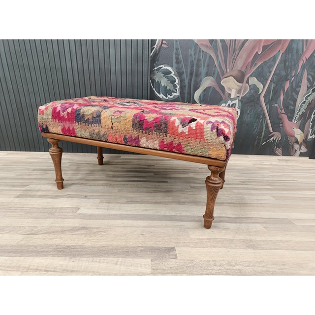 Turkish Kilim Ottoman Bench For Sale In Raleigh - Image 6 of 9