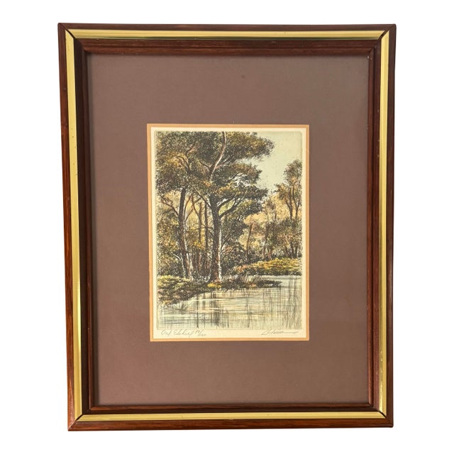 Signed & Numbered L. Mariae Landscape Etching – Framed Limited Edition Print (12.75” X 15.5”) For Sale