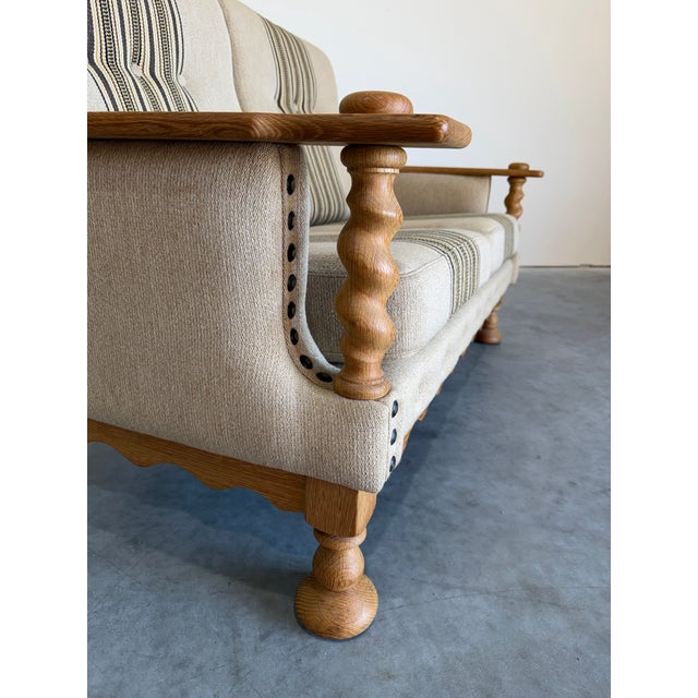 Mid Century Danish Brutalist Henning Kjaernulf Oak Loveseat, Attributed For Sale - Image 9 of 13