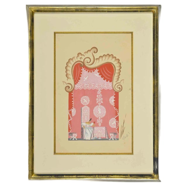 Erté, Norina's Room, Gouache, 1970s For Sale