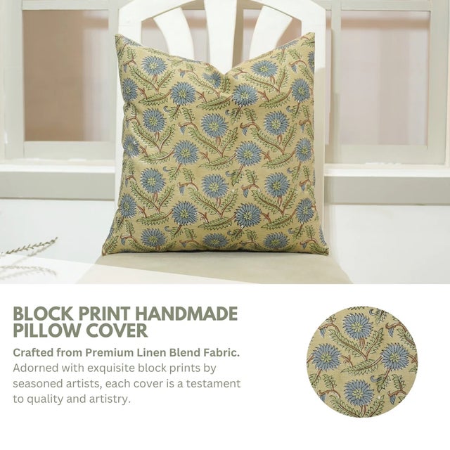 Elevate your living space with the Fabdivine Artisan Block Print Throw Pillow Cover in Swarna. Handcrafted with care, this...