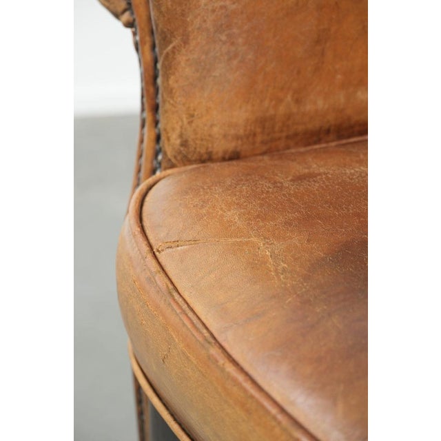 Vintage Brown Sheepskin Armchair For Sale - Image 10 of 15