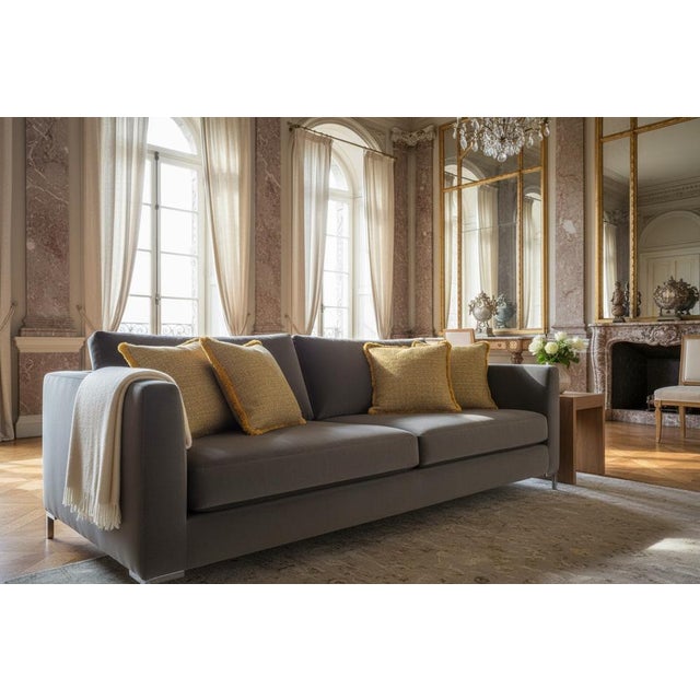 Not Yet Made - Made To Order Textured Woven Cushion with Fringed Border by Villa Como For Sale - Image 5 of 6