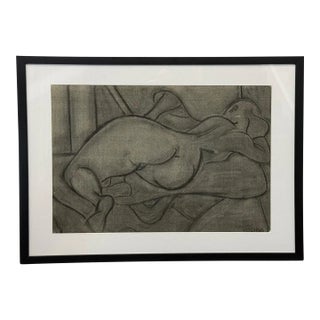 Reclining Nude Charcoal Drawing by Young For Sale