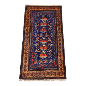 Hand-Knotted Baluchi Tree of Life Pictorial Prayer Wool Area Rug - 2'11" X 5'4"
