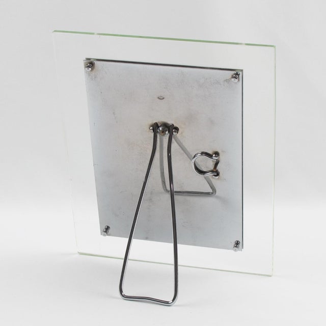 Modernist Glass and Metal Picture Frame For Sale - Image 4 of 5