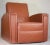 - Armchair in imitation leather - Brick color - Manufactured by Airborne around 1950 Labeled by Maker