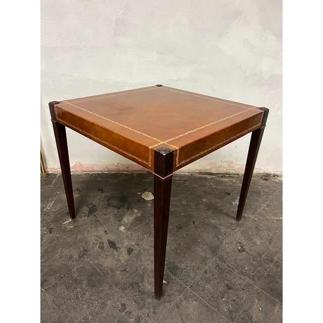 Wood Van Sciver Tooled Leather Game Table For Sale - Image 7 of 7