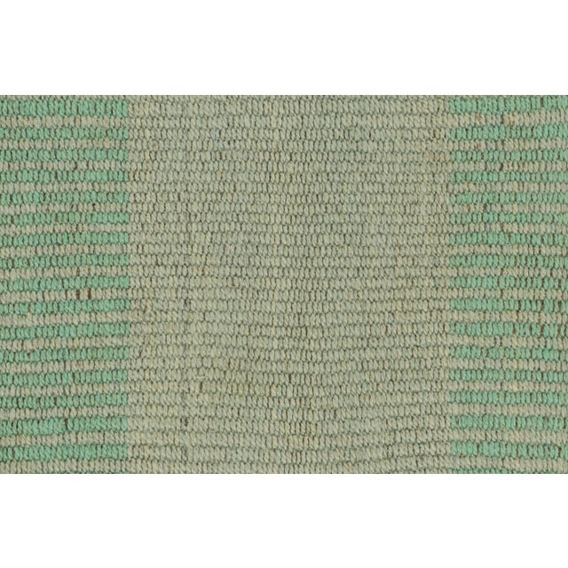 Contemporary Rug & Kilim’s Contemporary Kilim in Seafoam Textural Stripes For Sale - Image 3 of 7