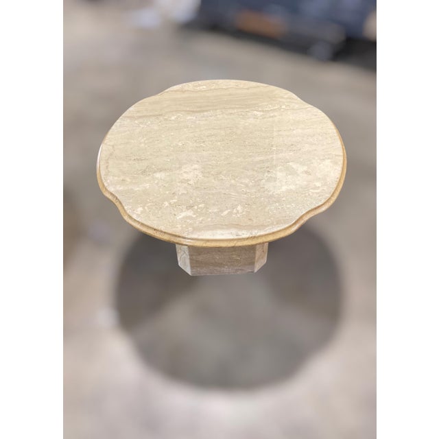 Pair of Vintage 1970s Italian Travertine Scalloped Edge End Tables – 27.75" Diameter For Sale - Image 17 of 18