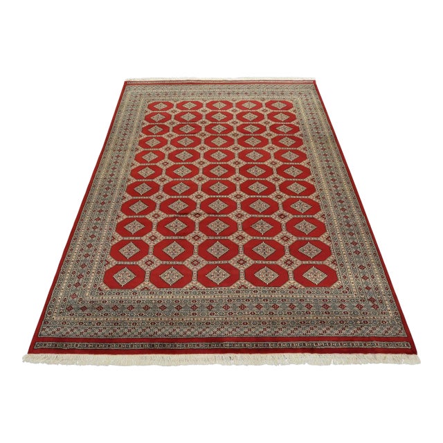 Bokhara Jaldar Rug 8’2” X 10’6” Red Wool Tribal Hand-Knotted Oriental Carpet For Sale