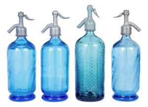 French Etched Glass Soda Syphons, 1930s, Set of 4