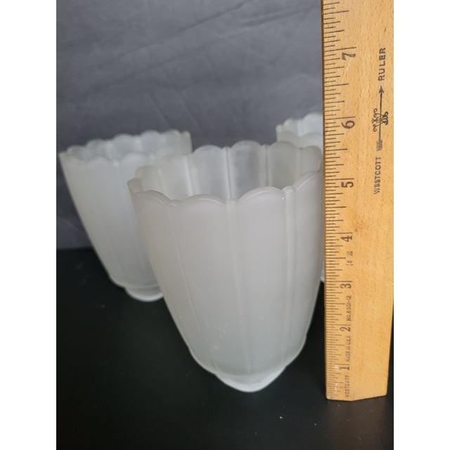 Vintage Ribbed Glass Lamp Shade Frosted Finish Globe Ceiling Fan Light For Sale - Image 10 of 12