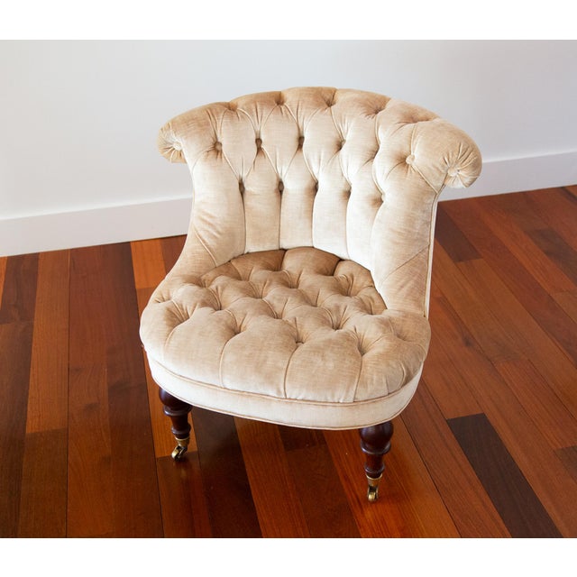 Baker Furniture Company Baker Furniture Tufted Velvet Slipper Chair For Sale - Image 4 of 6