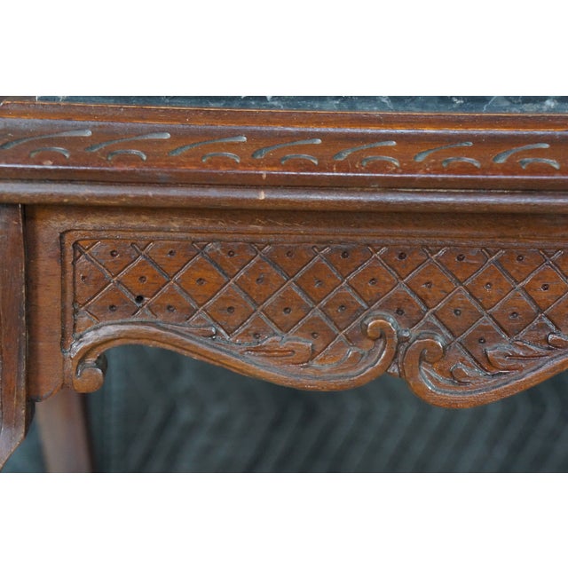 Antique Belle Epoque French Louis XV Style Walnut Marble Side Table Plant Stand For Sale - Image 16 of 18