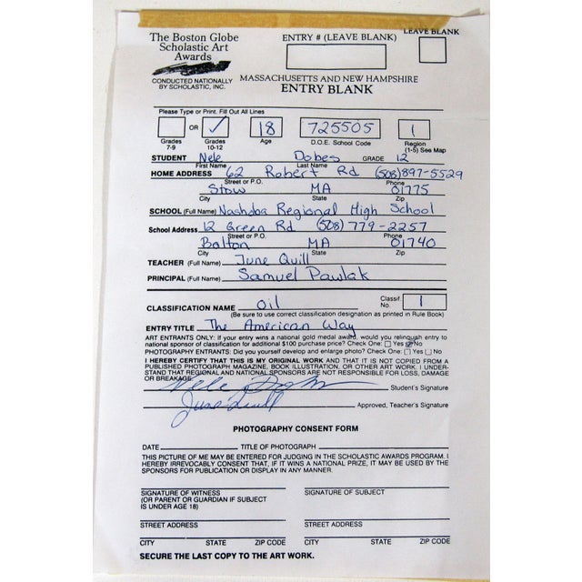 1994 “The American Way” Oil on Canvas, Signed Nele Dobes — Framed Americana Still-Life (25.5" × 19.5") For Sale - Image 11 of 12