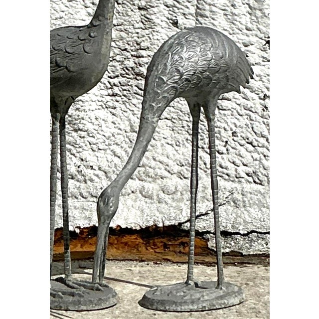 Vintage Coastal Cast Metal Cranes - Set of 2 For Sale In West Palm - Image 6 of 14