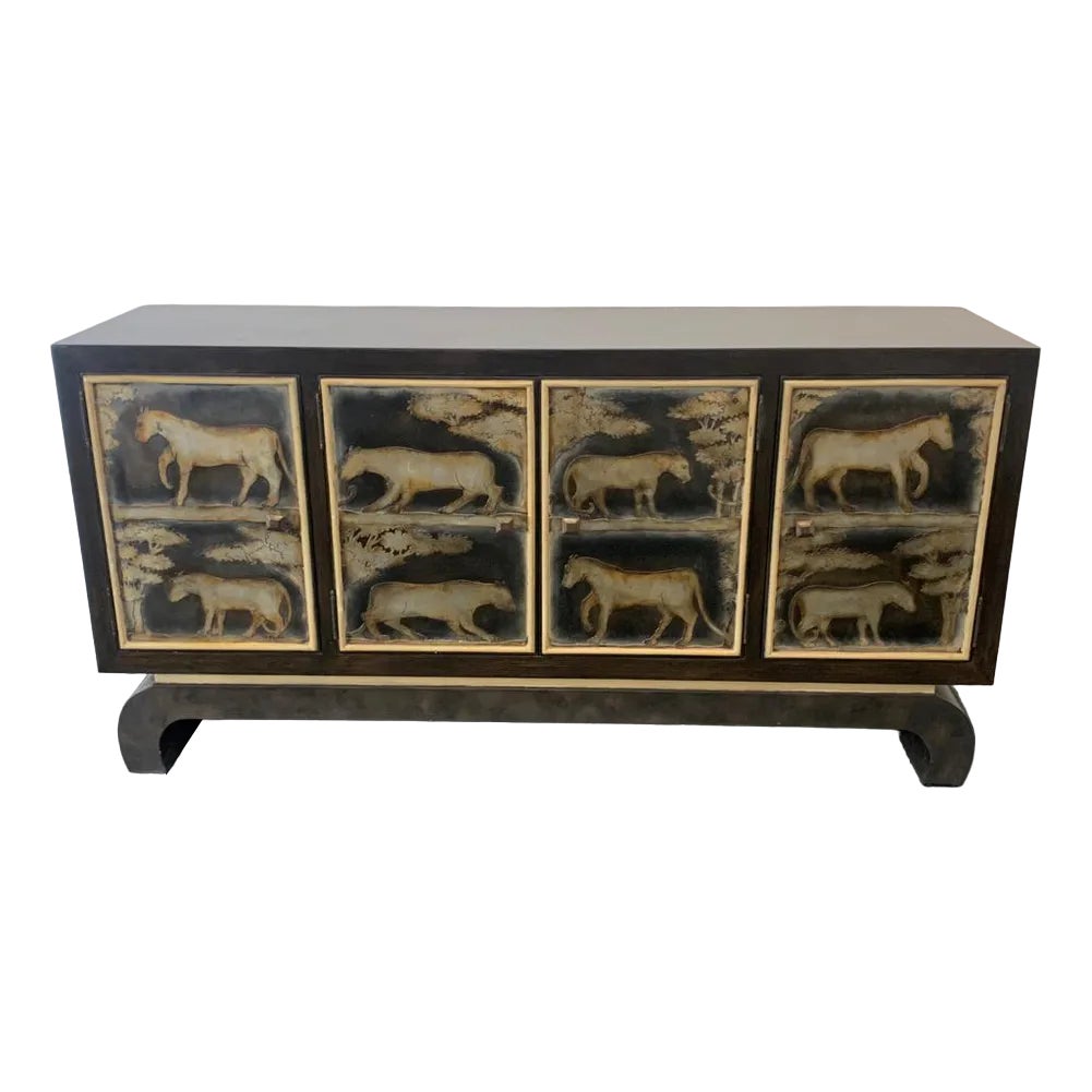 Art Deco Lacquered Figures Sideboard from Lam Lee Group, 1990s | Chairish