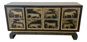 Art Deco Lacquered Figures Sideboard from Lam Lee Group, 1990s