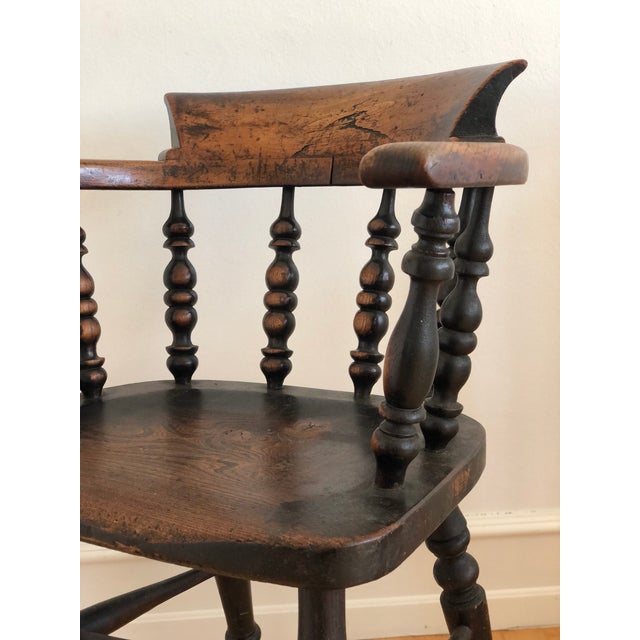 Late 19th Century Antique Wooden Captain’s Chair Denmark For Sale - Image 5 of 10