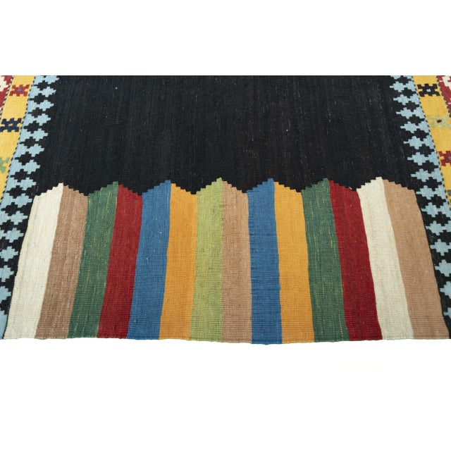 Textile Handwoven Wool Mazandaran Kilim Rug For Sale - Image 7 of 9