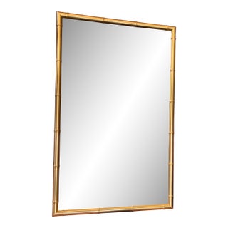 Brass Finish Faux Bamboo Mirror For Sale
