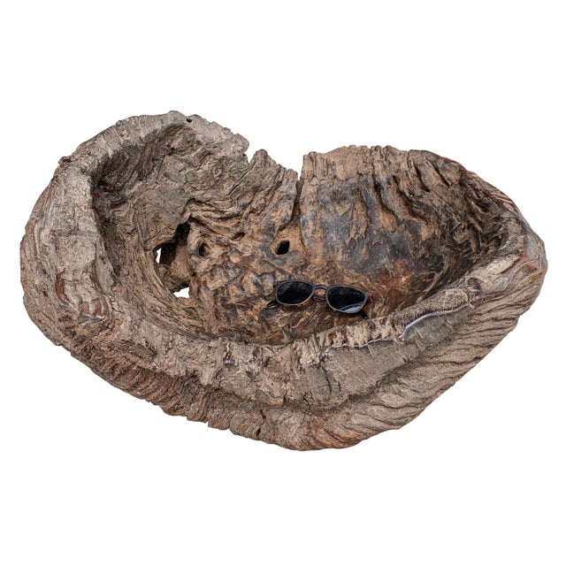 Brown Massive Burl Wood Bowl For Sale - Image 8 of 12