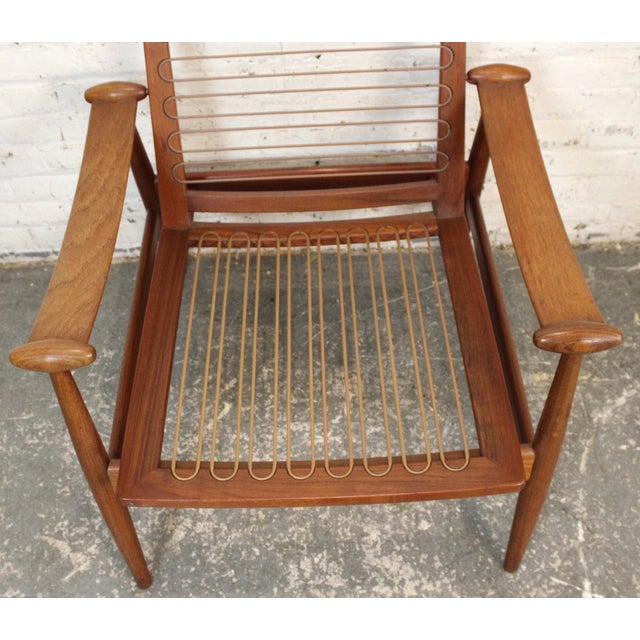 Mid 20th Century Teak "Spade Chair" Attributed to Finn Juhl With Cowhide Cushions For Sale - Image 10 of 14
