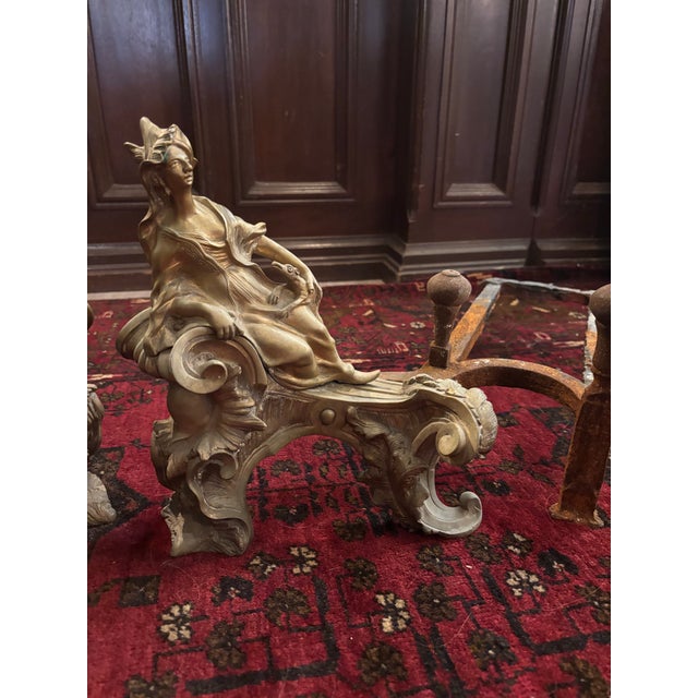 Pair of Early Louis XV Chinoiserie Gilt Bronze Ormolu Chenets / Andirons, Circa 1745 [Sp] For Sale In Seattle - Image 6 of 11