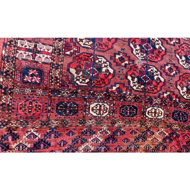 Red Antique Tekke Turkoman Carpet, as Is For Sale - Image 8 of 12