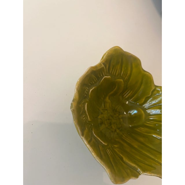 Ceramic 1970s Chartreuse Cabbage Chip & Dip Bowls- 2 Pieces For Sale - Image 7 of 9