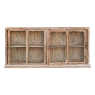 Long 20th Century Teak Sideboard With Glass Sliding Door For Sale