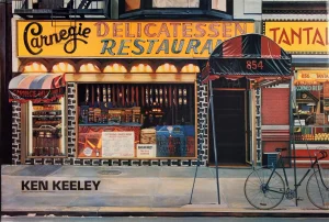 1989 Ken Keeley 'Carnegie Delicatessen Restaurant' Realism Yellow, Red, Gray, Black USA Offset Lithograph