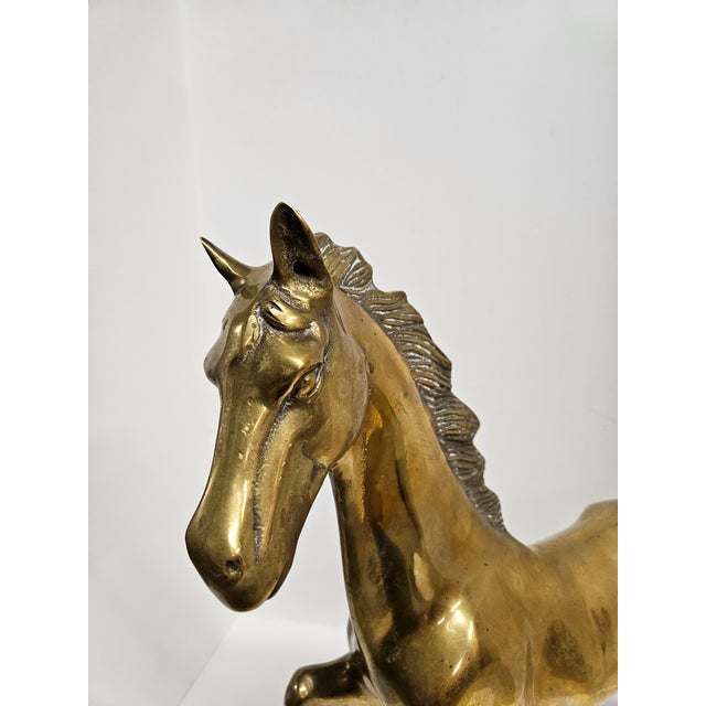Metal Vintage Large Brass Horse - Equestrian Figurine For Sale - Image 7 of 12