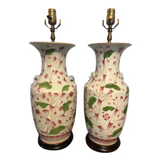 Pair of Late 19th Century Chinese Porcelain & Enameled Lamps For Sale