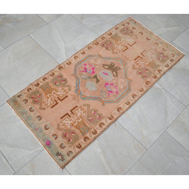 1970s Small Rug, Entryway Rug, Bath Mat, Kitchen Decor, Turkish Rug, Doormat 1'10" X 3'10" For Sale - Image 12 of 18