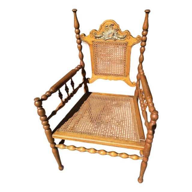 Mid 20th Century Jacobean Caned Seat Chair For Sale