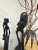 Vintage Ebony Heavy Wood African "Thinkers" Stick Figures Sculptures Lot of 3 For Sale - Image 4 of 11