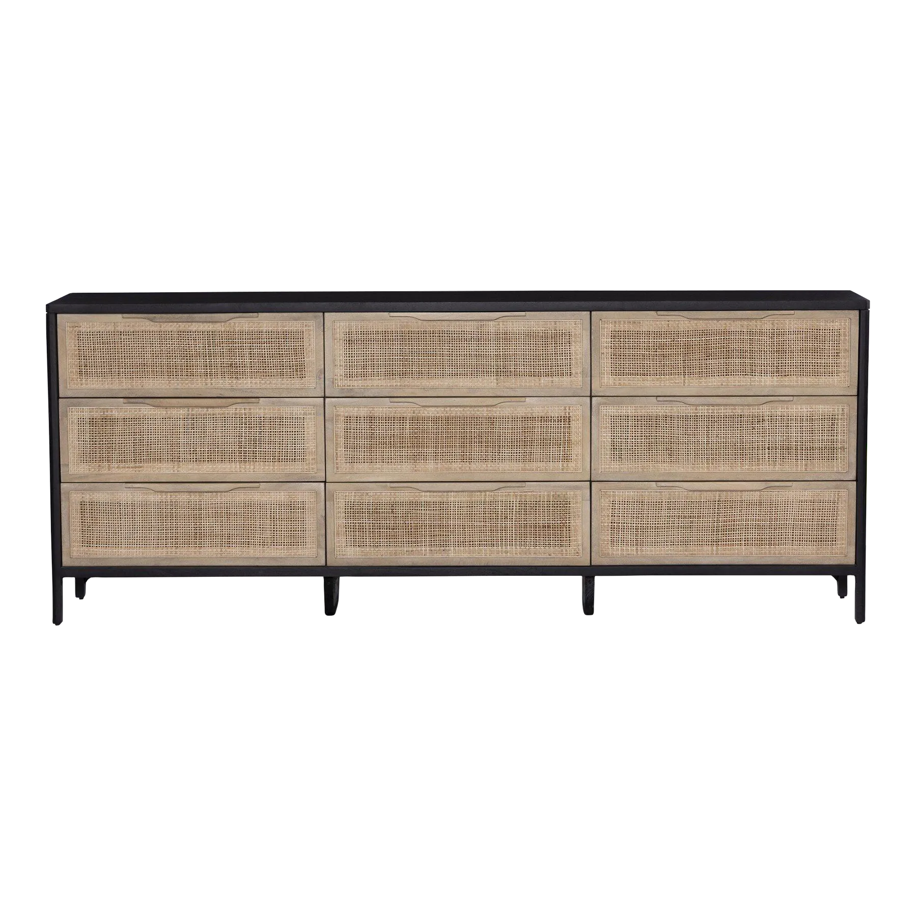 Four Hands Sydney 9 Drawer Dresser - Natural Cane, Black Wash | Chairish