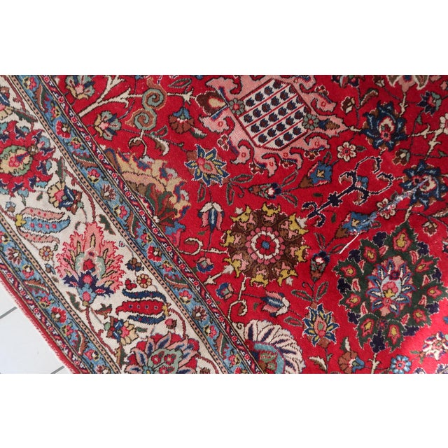 1920s, Antique Tabriz Wool Rug, Allover Shah Abbasi Floral, Crimson Field, 9 X 13 For Sale - Image 16 of 16