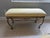Vintage Metal Base Bench Yellow Damask Fabric Seat For Sale - Image 4 of 9