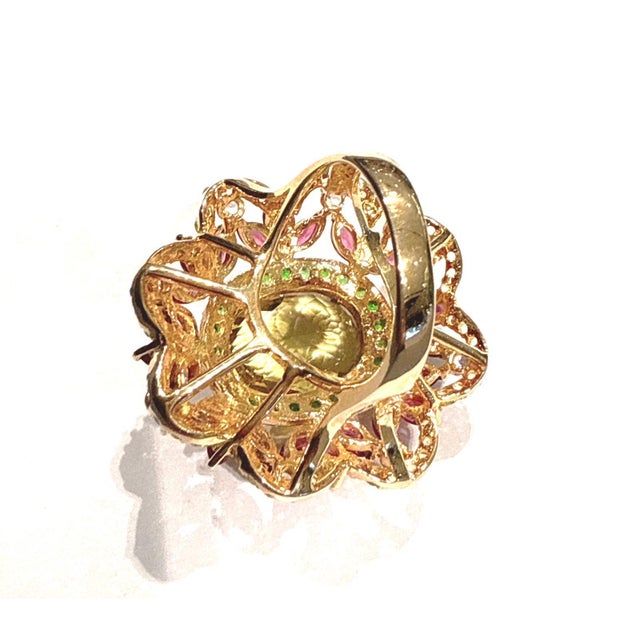 Not Yet Made - Made To Order Bochic “Orient” Green Amethyst & Multi Gem Cocktail Ring 18K Gold & Silver, Size 7 For Sale - Image 5 of 8