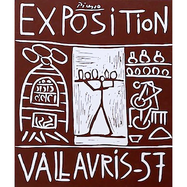 Pablo Picasso Exposition Vallauris 1957 Linocut, artist proof Sheet 29.25 x 22.75 in. Image 16.75 x 13.75 in. Framed....