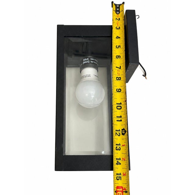 Metal Quoizel Black Steel Porch Wall Light Lanterns Art Modern Contemporary For Sale - Image 7 of 8