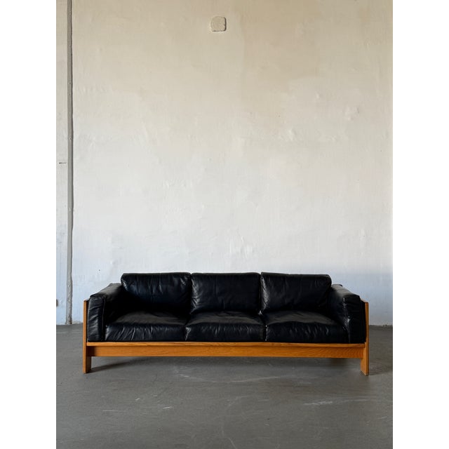 1960s Tobia Scarpa “Bastiano” Black Leather, Three-Seater Sofa, Gavina For Sale - Image 9 of 10