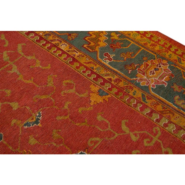 Red Antique Turkish Oushak Handmade Allover Designed Wool Rug For Sale - Image 12 of 13