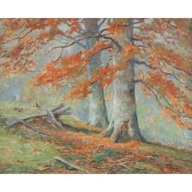 Carl Graf Autumn Landscape Oil Painting on Canvas Board Framed, Signed 1925 For Sale In Cincinnati - Image 6 of 7