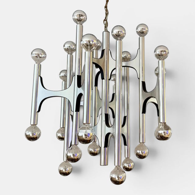 1970s Gaetano Sciolari Modernist Chrome Chandelier For Sale In Miami - Image 6 of 8